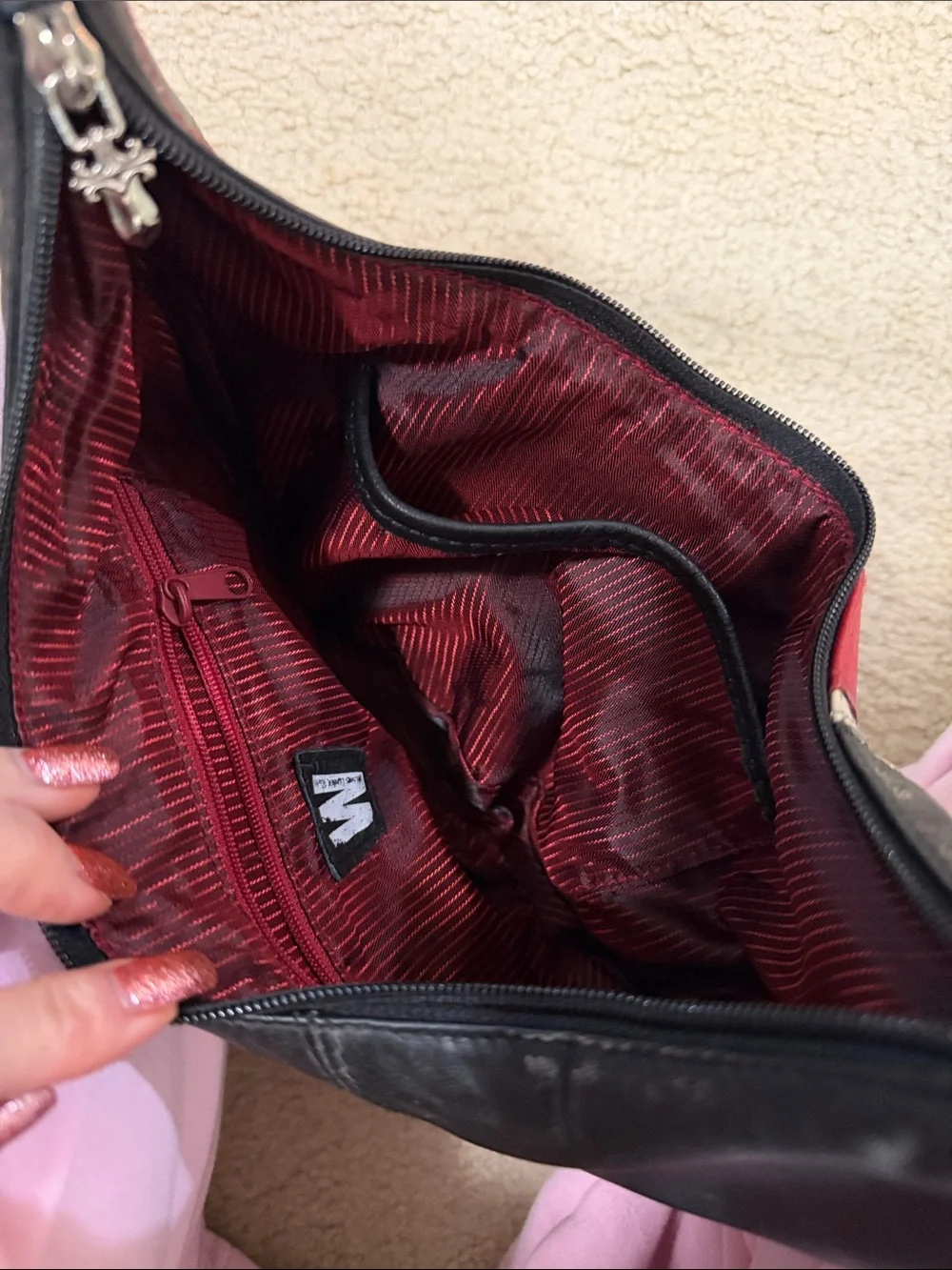Def Leppard Black & Red Union Jack Crescent Shoulder Bag